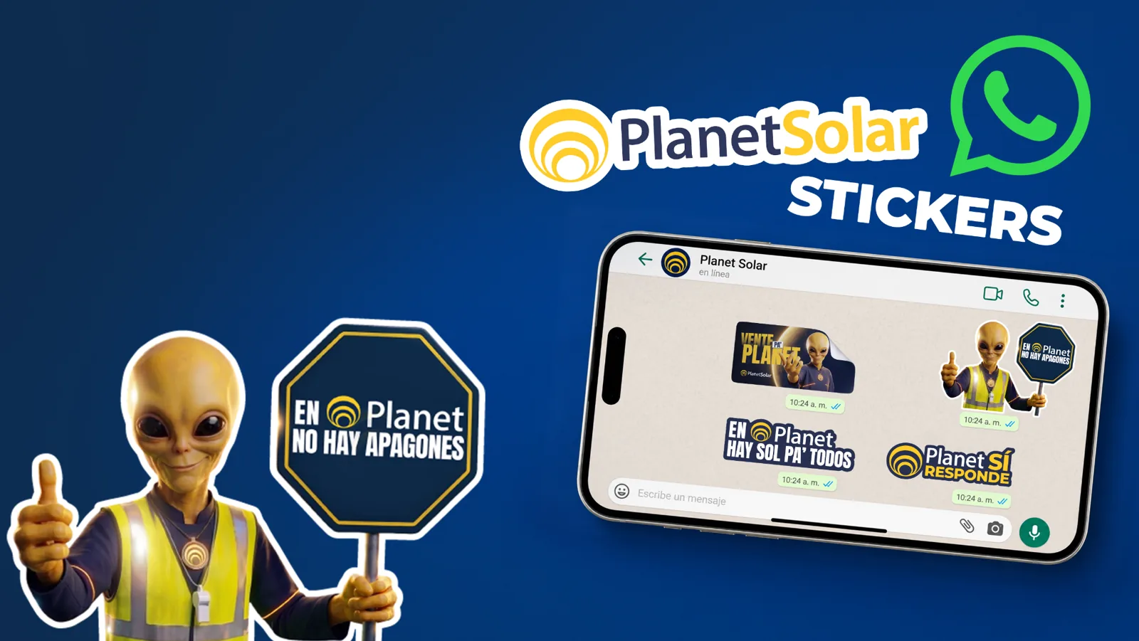 Planet Solar WhatsApp stickers presentation